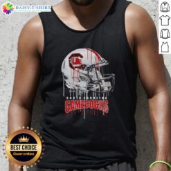 Hot South Carolina Gamecocks dripping football helmet tank top, perfect for game day and showing team spirit.