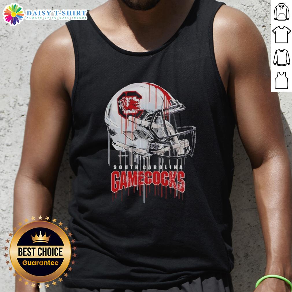 Hot South Carolina Gamecocks dripping football helmet tank top, perfect for game day and showing team spirit.