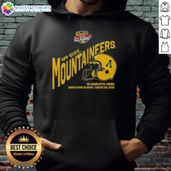 Appalachian State Mountaineers football hoodie featuring Dukes Mayo Classic 2025 helmet design, perfect for fans.