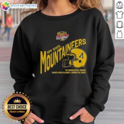 Appalachian State Mountaineers football sweatshirt featuring Dukes Mayo Classic 2025 helmet design.