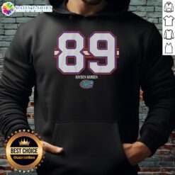 Alt Text: Hayden Hansen Florida Gators football striped hoodie, perfect for game day and showing team spirit.