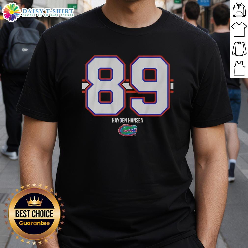 Florida Gators Hayden Hansen 89 Stripe T-Shirt in vibrant colors, perfect for game day and showing team spirit.