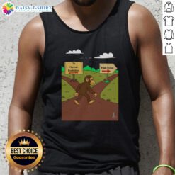 Alt Text: Nice Monkey tank top featuring 'The Primal Choice' design, highlighting human evolution and free food themes.