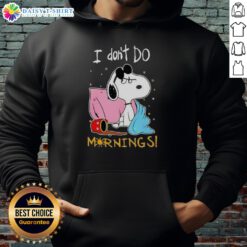Alt Text: Cozy Nice Snoopy 'I Don't Do Mornings' hoodie, perfect for casual wear and expressing your love for Snoopy.