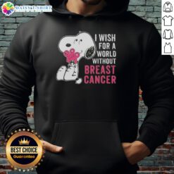 Nice Snoopy I Wish For A World Without Breast Cancer Hoodie featuring Snoopy and a heartfelt message for breast cancer awareness.