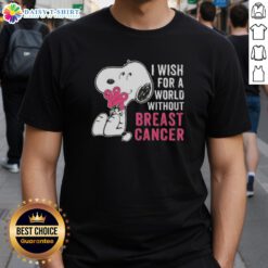 Alt Text: Nice Snoopy I Wish For A World Without Breast Cancer T-Shirt in vibrant colors, promoting breast cancer awareness.