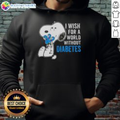 Comfortable hoodie featuring Snoopy with the phrase 'I Wish For A World Without Diabetes' promoting diabetes awareness.