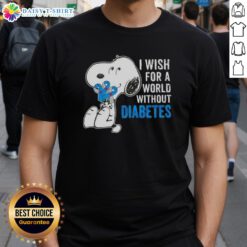 Alt Text: Nice Snoopy I Wish For A World Without Diabetes T-Shirt featuring Snoopy and a positive message on diabetes awareness.
