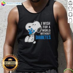 Nice Snoopy I Wish For A World Without Diabetes tank top featuring a cute Snoopy graphic promoting diabetes awareness.