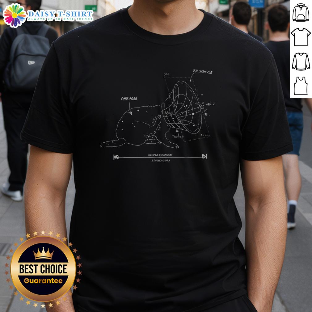 Official Big Bang Expansion Universe Science Cat Physics Space T-Shirt featuring a playful design of a cosmic cat.