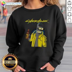 Official Cyberdrunk Bender Futurama Cyberpunk Sweatshirt featuring vibrant graphics of Bender in a futuristic design.