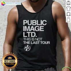 Alt Text: Official Public Image Ltd This Is Not The Last Tour 2025 tank top featuring bold graphic design and vibrant colors.