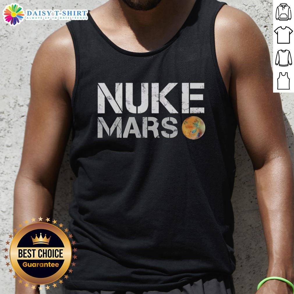 Original Elon Musk Nuke Mars tank top featuring a bold graphic design celebrating space exploration and innovation.