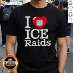 Alt Text: Original I Love Ice Raids T-Shirt featuring a bold design, perfect for fans of ice raids and unique apparel.