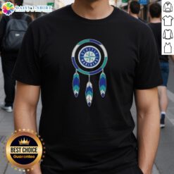Original Native American Indians X Seattle Mariners Baseball T-Shirt featuring unique cultural design and vibrant colors.