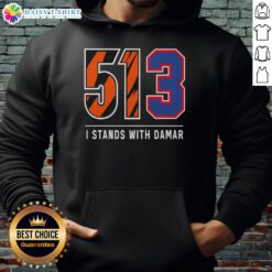 Premium I Stands With Damar Hoodie featuring a bold design, perfect for supporters of Damar Hamlin.