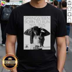 Premium Bruce Springsteen Born To Run 50th Anniversary Poster T-Shirt featuring iconic album art and vibrant colors.