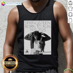 Alt Text: Premium Bruce Springsteen Born to Run 50th Anniversary poster tank top featuring iconic album art and vibrant design.