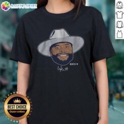 Premium Dak Prescott swag head ladies tee featuring a stylish design for female fans of the Dallas Cowboys.