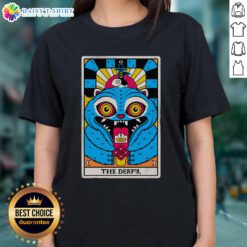 Premium Derpy Tiger X KPop Demon Hunters tarot card design on stylish ladies tee, perfect for fans and collectors.