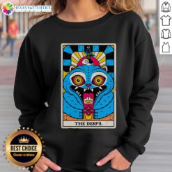 Premium Derpy Tiger X K-Pop Demon Hunters tarot card sweatshirt featuring a vibrant, colorful design.