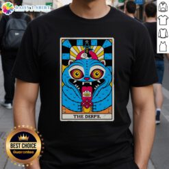Premium Derpy Tiger X Kpop Demon Hunters tarot card t-shirt featuring a playful design and vibrant colors.