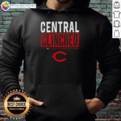 2025 Cincinnati Reds playoffs hoodie celebrating NL Central Division champions with bold team graphics.