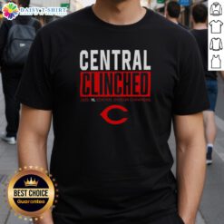 Alt Text: Top Cincinnati Reds Playoffs Clinched NL Central Division Champions 2025 T-Shirt featuring team logo and vibrant colors.