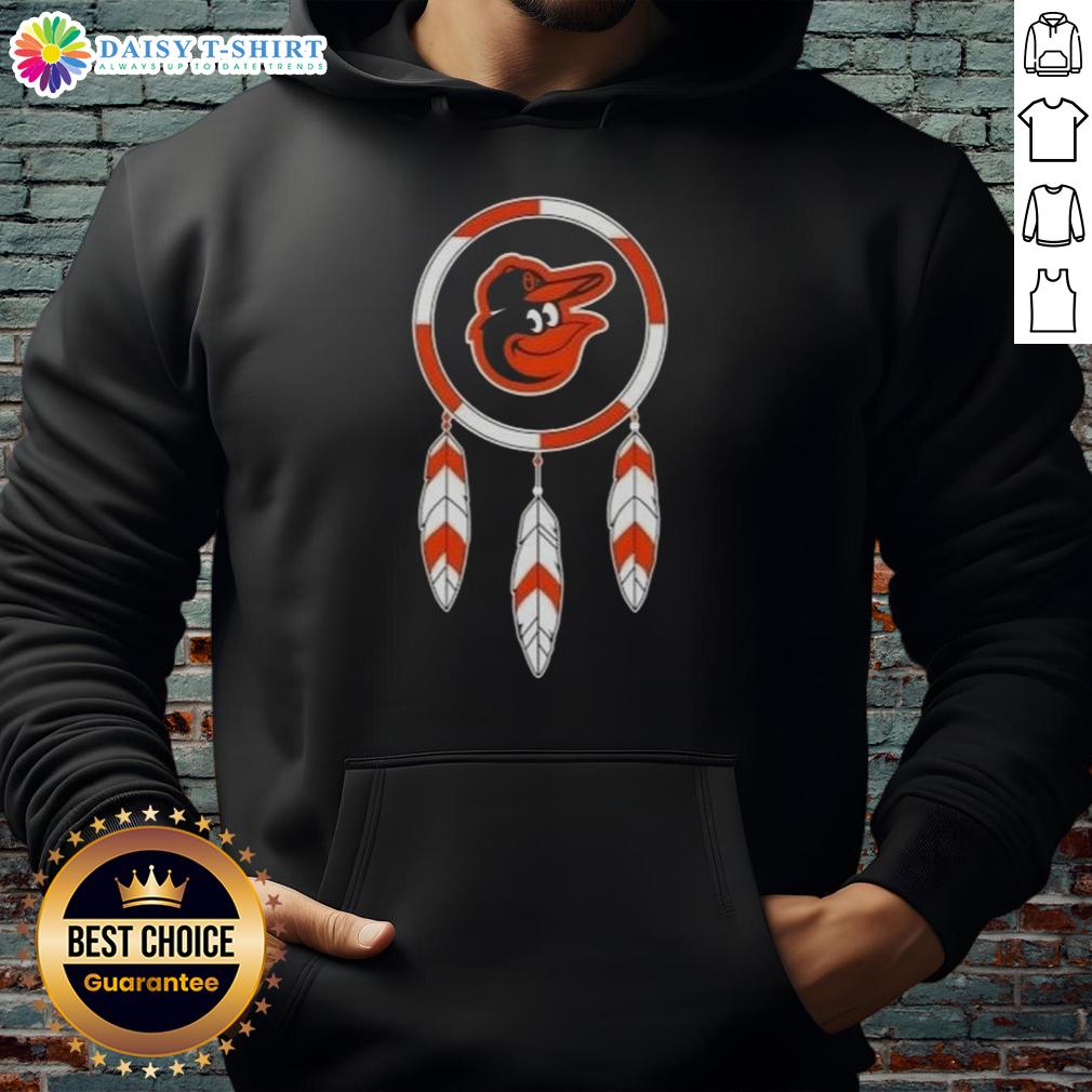 Stylish Top Native American Indians X Baltimore Orioles baseball hoodie featuring vibrant team colors and unique design.
