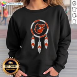 Top Native American Indians X Baltimore Orioles baseball sweatshirt featuring vibrant graphics and team colors.