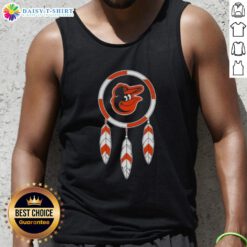 Top Native American Indians X Baltimore Orioles baseball tank top featuring vibrant design and team logo.