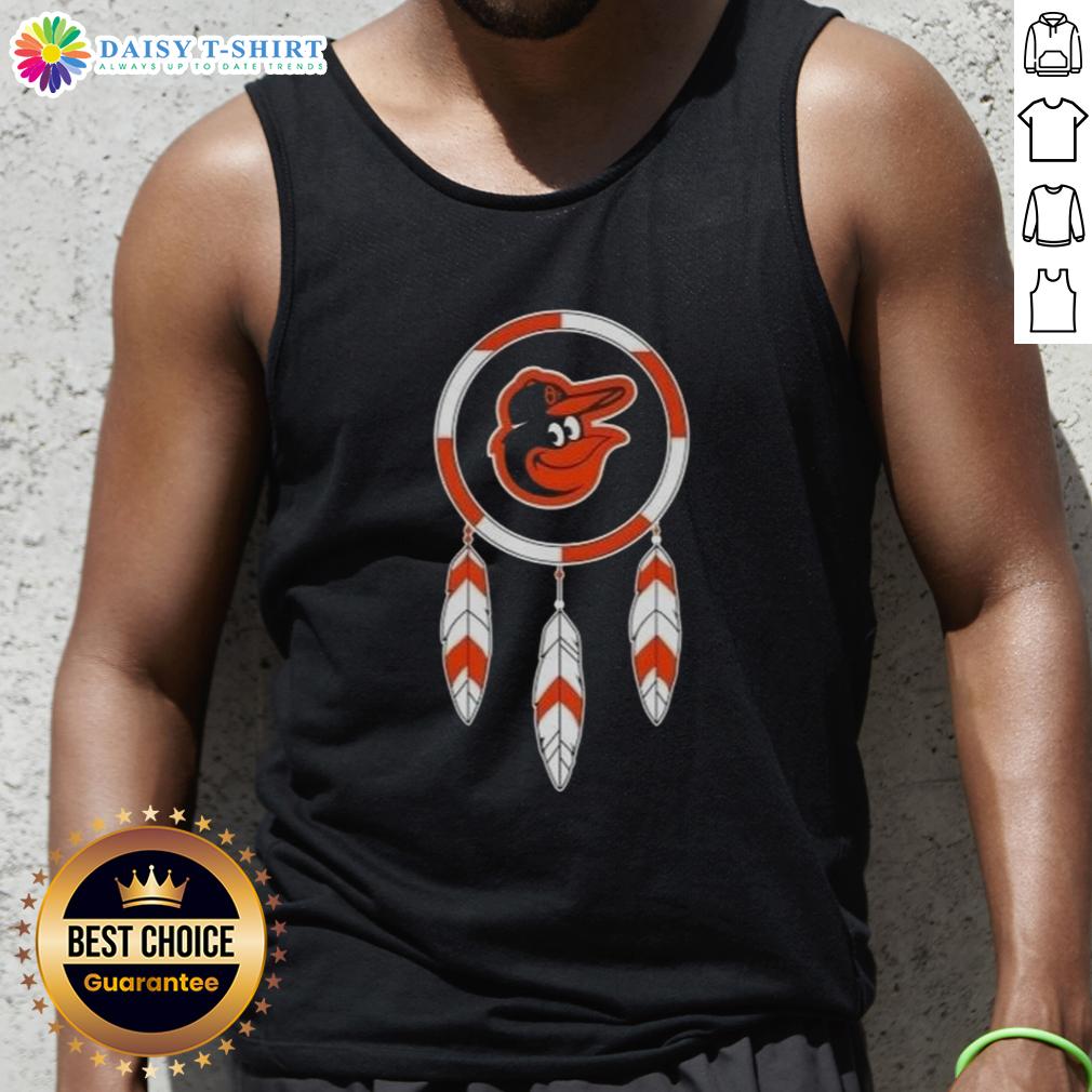 Top Native American Indians X Baltimore Orioles baseball tank top featuring vibrant design and team logo.