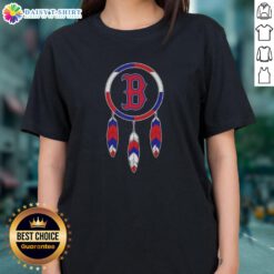 Top Native American Indians X Boston Red Sox baseball ladies tee featuring a stylish design and vibrant colors.