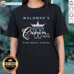 Top Waldman's Crown Hotel Miami Beach Ladies Tee showcasing vibrant design and comfortable fit for stylish beach outings.