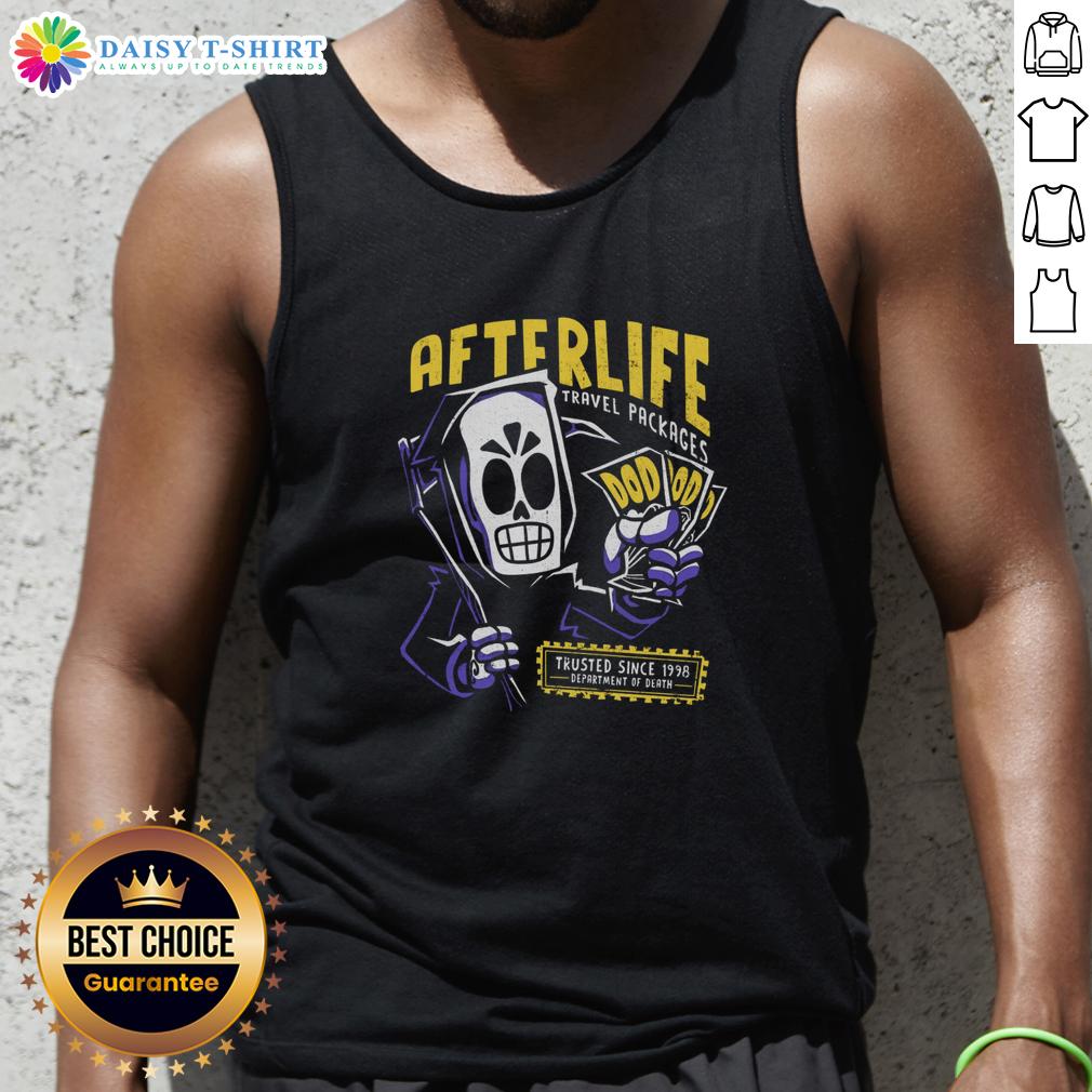 Awesome Afterlife Travel Packages tank top, trusted since 1998, featuring vibrant design and comfortable fit for travel enthusiasts.