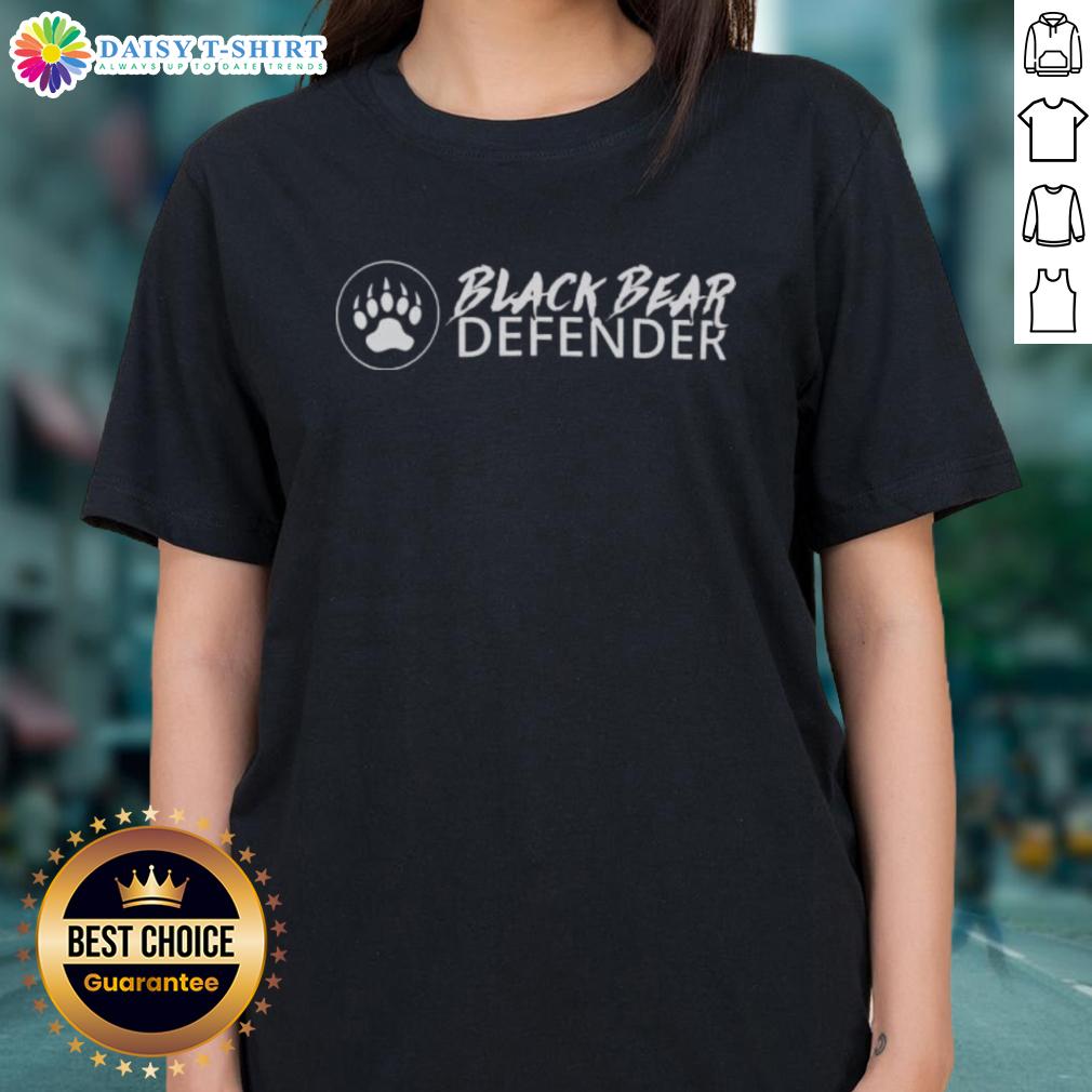 Awesome Black Bear Defender Ladies Tee featuring a stylish black bear graphic, perfect for nature lovers and wildlife enthusiasts.
