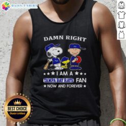 Rays fan tank top featuring Snoopy and Charlie Brown, showcasing team pride with a fun and stylish design.
