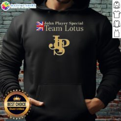 Awesome John Player Special Lotus F1 Team Hoodie featuring iconic design and logo, perfect for motorsport fans.