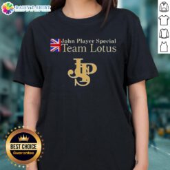 Awesome John Player Special Lotus F1 Team ladies tee featuring classic design and vibrant colors for motorsport fans.