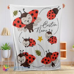 Awesome  Ladybug Cartoon Blanket Fleece Customized Blanket