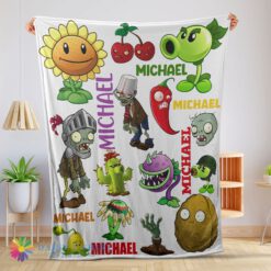 Awesome Official Pretty Plants Vs Zombies Characters Blanket Fleece Customized Blanket