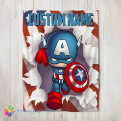 Awesome Official Superhero Marvel Avenger Chibi Captain America Blanket Fleece Customized Blanket