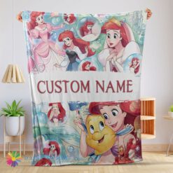 Awesome Official The Little Mermaid Blanket Ariel Princess Fleece Family Princess Customized Blanket