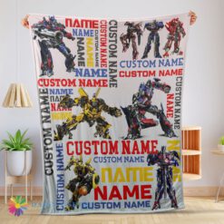 Awesome Official Transformers Optimus Prime & Bumblebee Blanket Fleece Customized Blanket