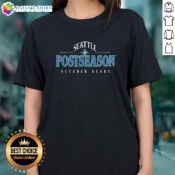 Awesome Seattle Postseason October Ready Ladies Tee featuring vibrant colors and team logo for stylish game day wear.