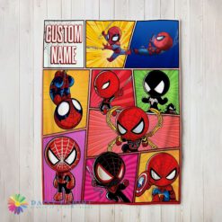 Hot Cute Chibi Spider Man Characters Collage Blanket Fleece Customized Blanket
