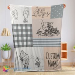Top Cute Classic Winnie The Pooh & Friends Sketch Blanket Fleece Customized Blanket