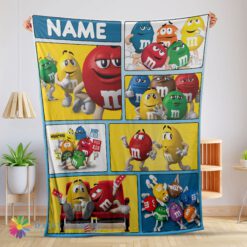 Official Good Colorful Candy M&M's Character Collage Blanket Fleece Customized Blanket