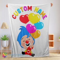 Awesome Cute Colorful Plim Plim Cheerful Clown Balloons Blanket Fleece Customized Blanket