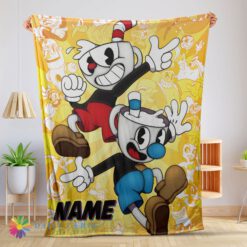 Hot Top Cuphead And Mugman Crazy Cup Blanket Fleece Customized Blanket